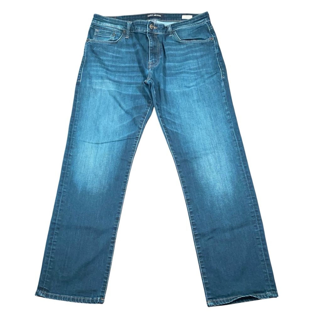 Mavi Jeans Men's 36X30 Blue Zach Straight Leg Stretch Denim Dark Wash Zip Fly